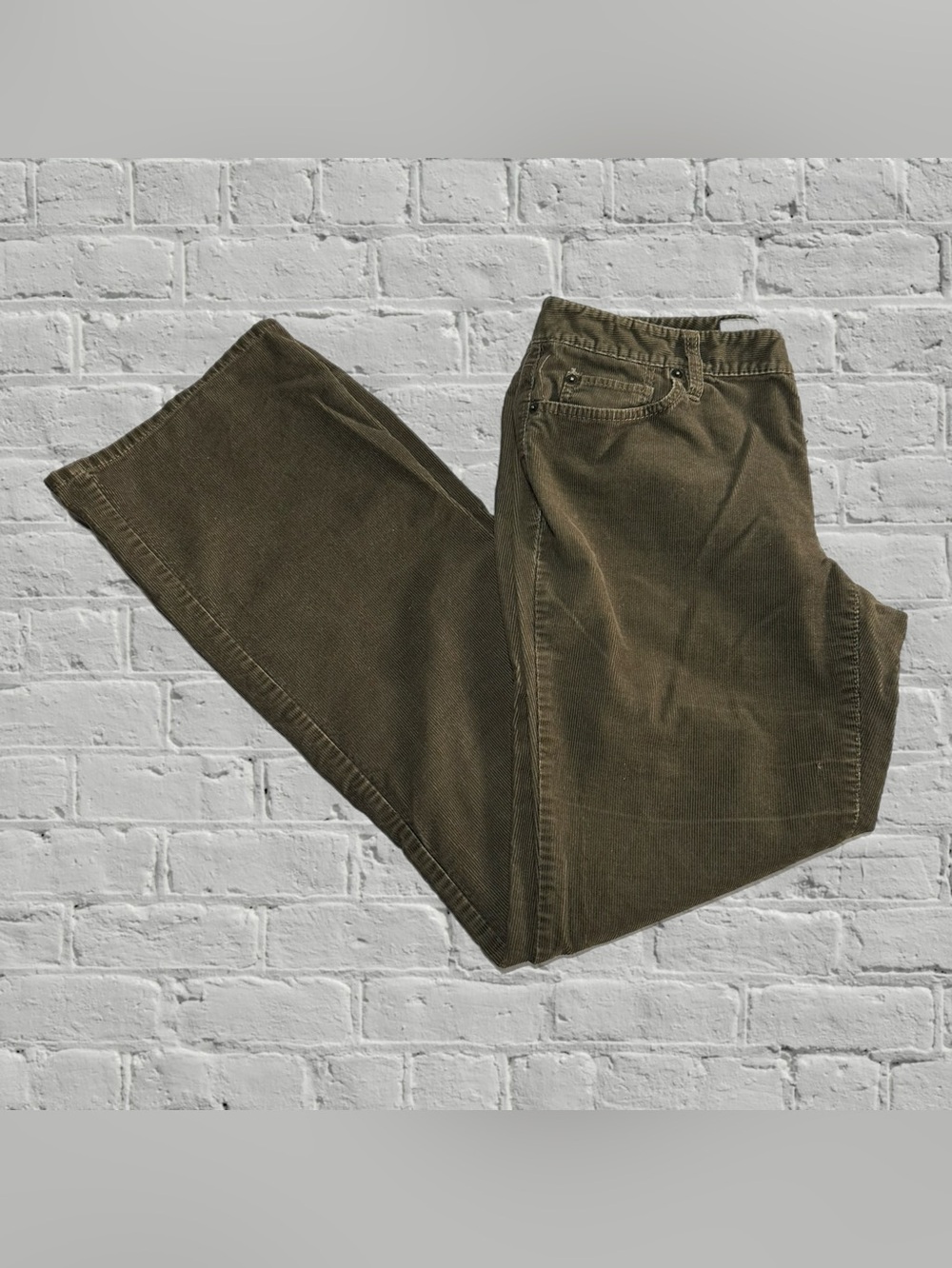 Ann Taylor LOFT Olive Khaki Corduroy Curvy Boot-Cut Pants in Women’s Size 8